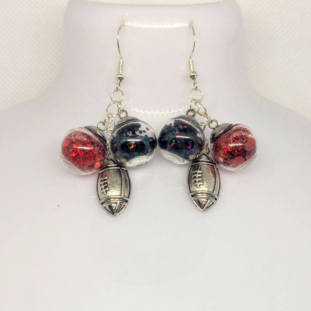 Team Spirit Red & Black Drop Earrings