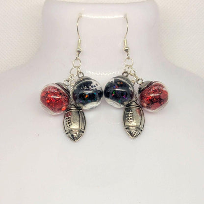 Team Spirit Red & Black Drop Earrings