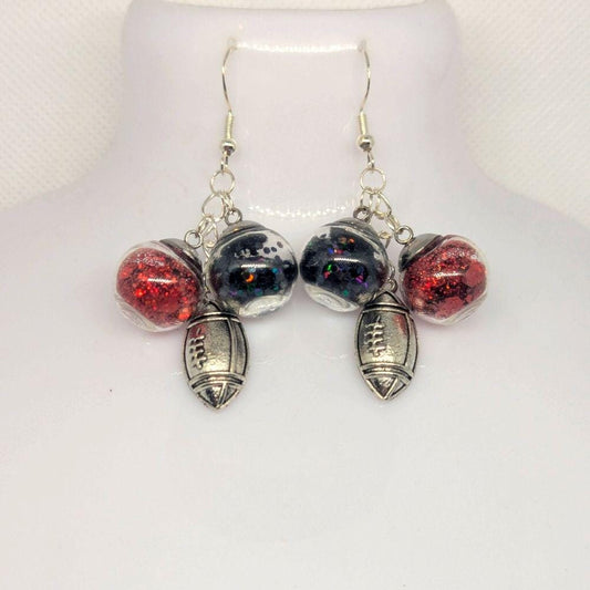 Team Spirit Red & Black Drop Earrings