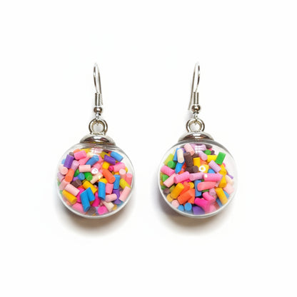 Sprinkles-Filled Party Globe Earrings