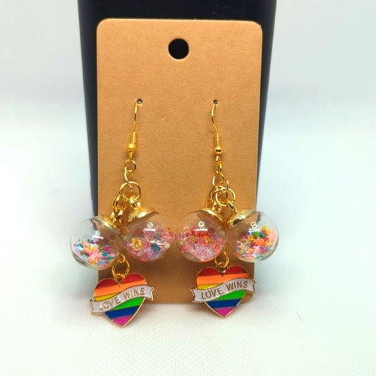 Rainbow Pride Glitter Cluster Earrings