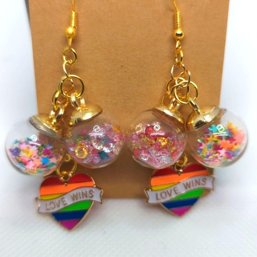 Rainbow Pride Glitter Cluster Earrings