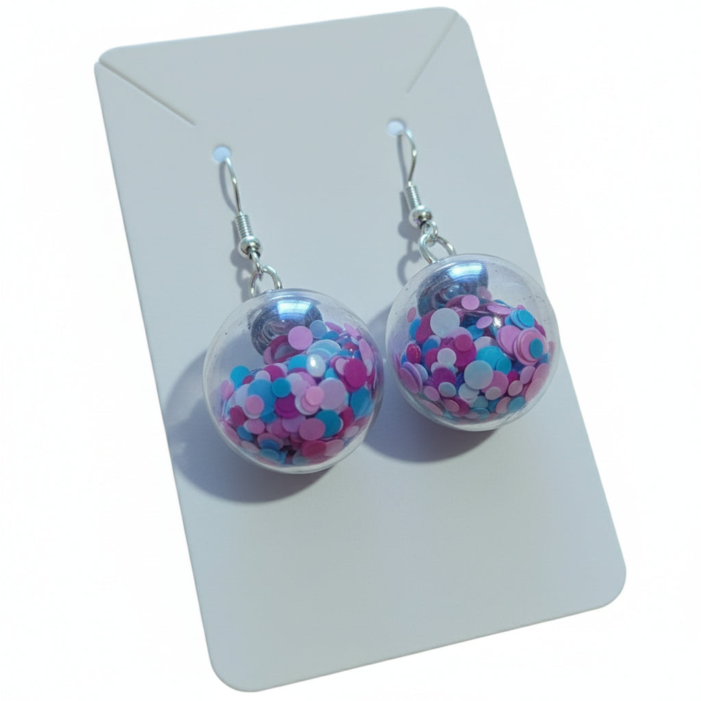 Pastel Pink & Blue Glitter Earrings