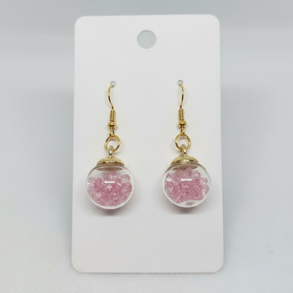 Blush Rhinestone Glass Globe Earrings