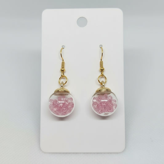 Blush Rhinestone Glass Globe Earrings