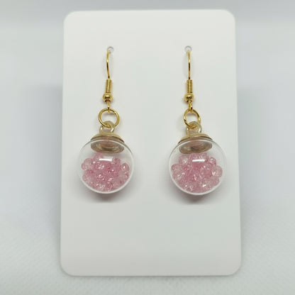 Blush Rhinestone Glass Globe Earrings