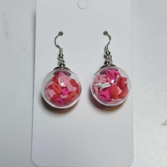 Lip Kiss Glitter Globe Earrings