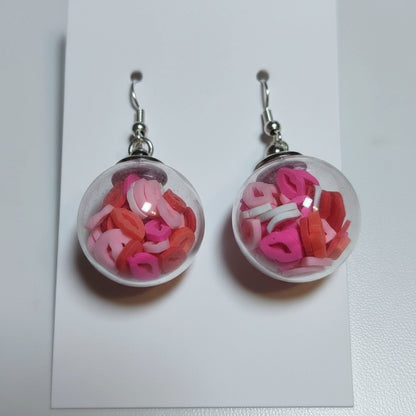 Lip Kiss Glitter Globe Earrings