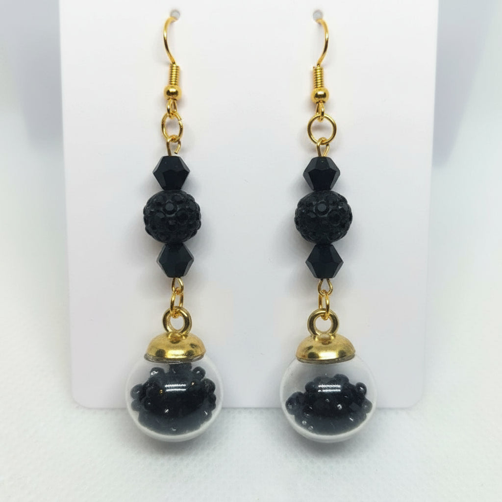Onyx Glitter & Bead Earrings