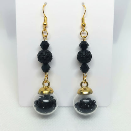 Onyx Glitter & Bead Earrings