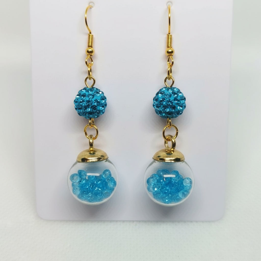 Seafoam Glitter & Bead Earrings