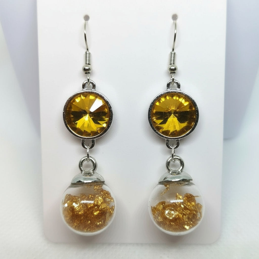 Champagne Rhinestone & Glitter Earrings