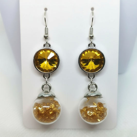 Champagne Rhinestone & Glitter Earrings