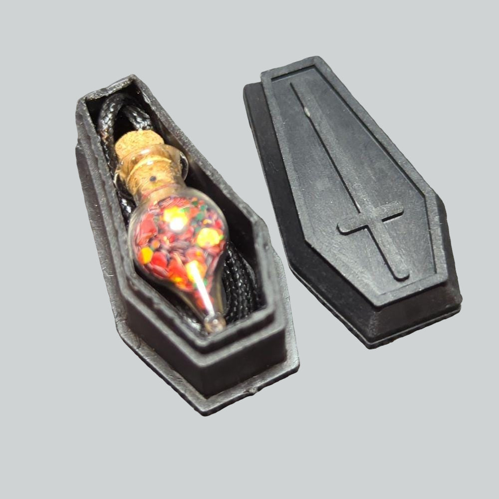 Spooky Coffin Glitter Vial Necklace