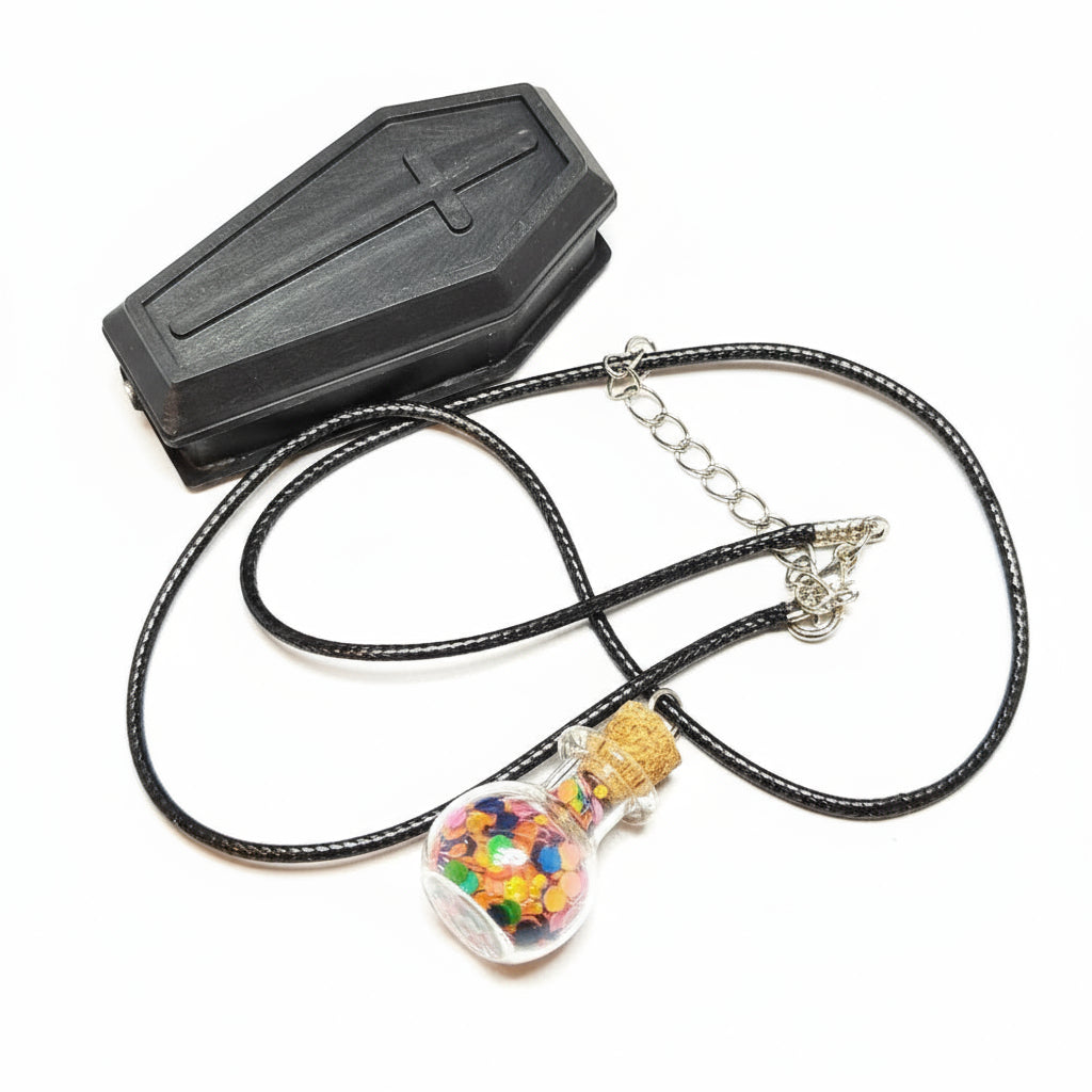 Halloween Coffin Glitter Vial Necklace