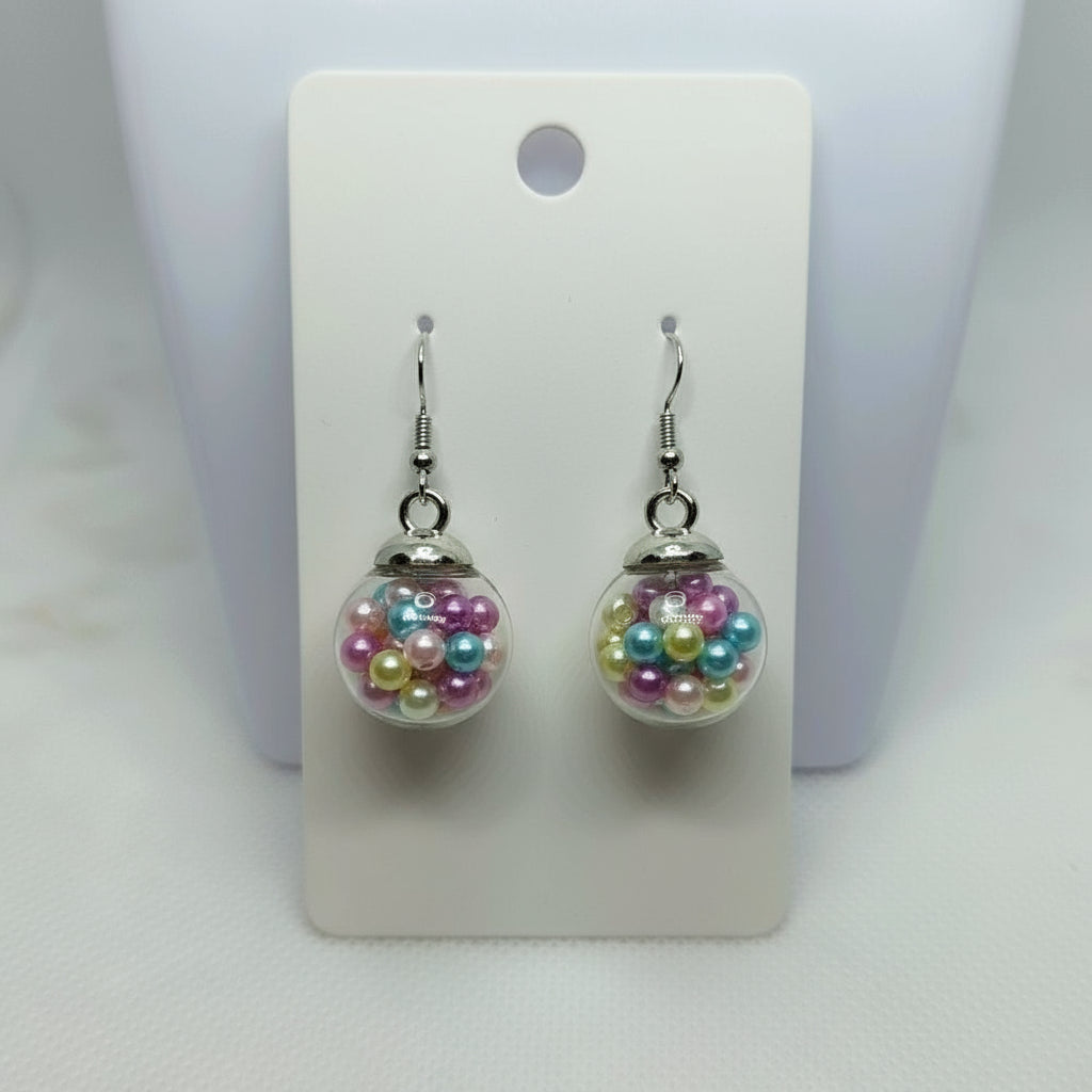 Pastel Pearl-Filled Globe Earrings