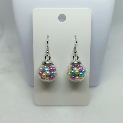 Pastel Pearl-Filled Globe Earrings