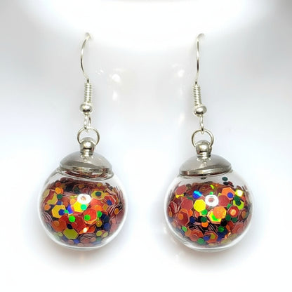 Autumn Sunset Glitter Globe Earrings