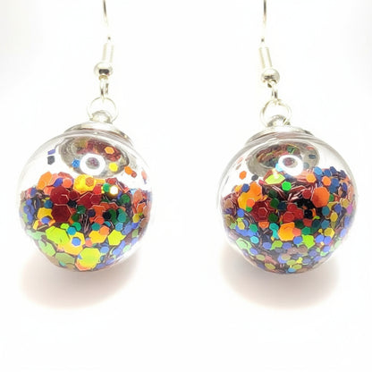 Autumn Sunset Glitter Globe Earrings