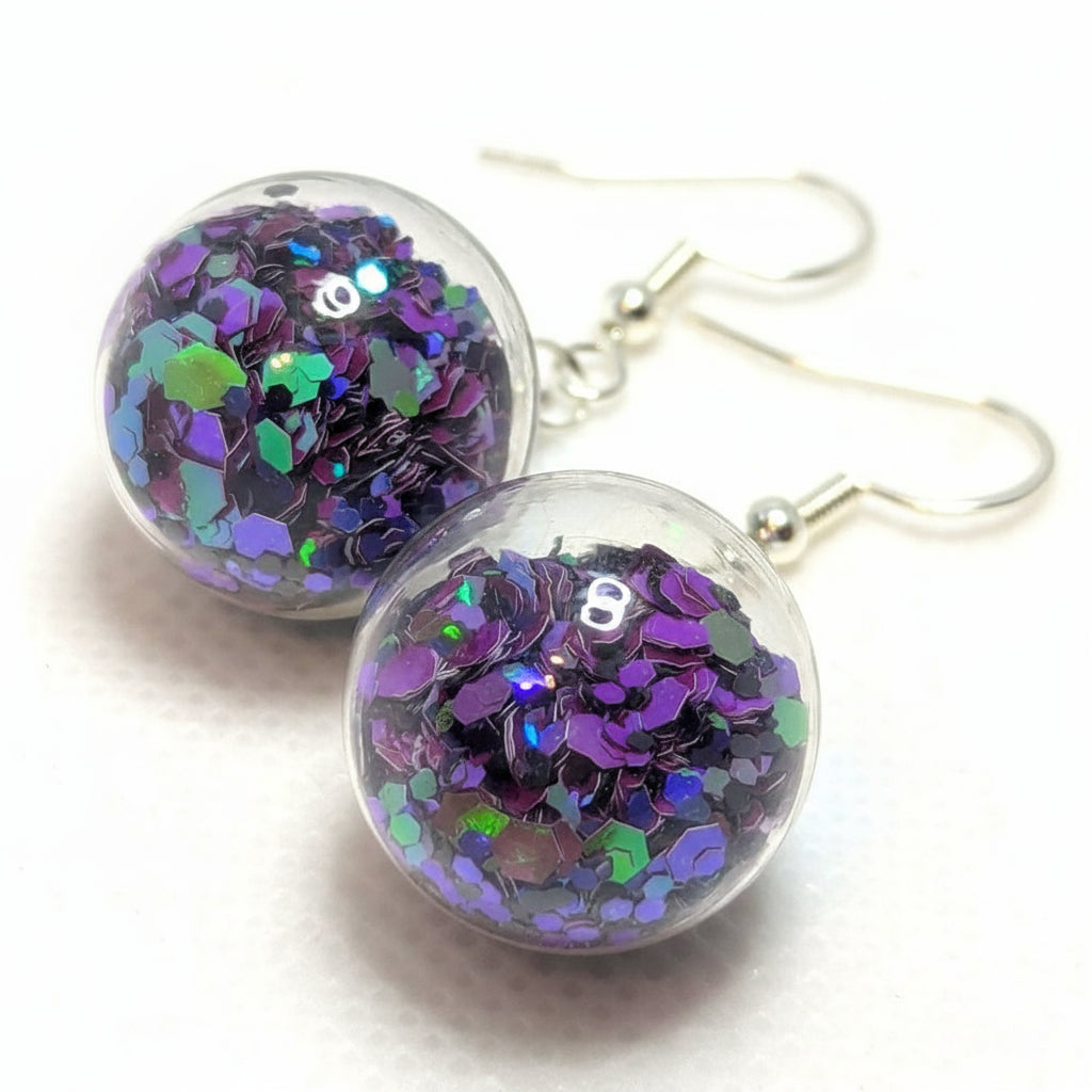 Aubergine Jewel-Tone Glitter Globe Earrings