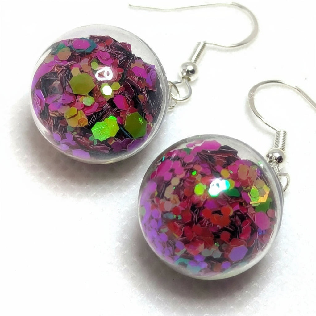 Autumn Sunset Copper & Gold Glitter Globe Earrings