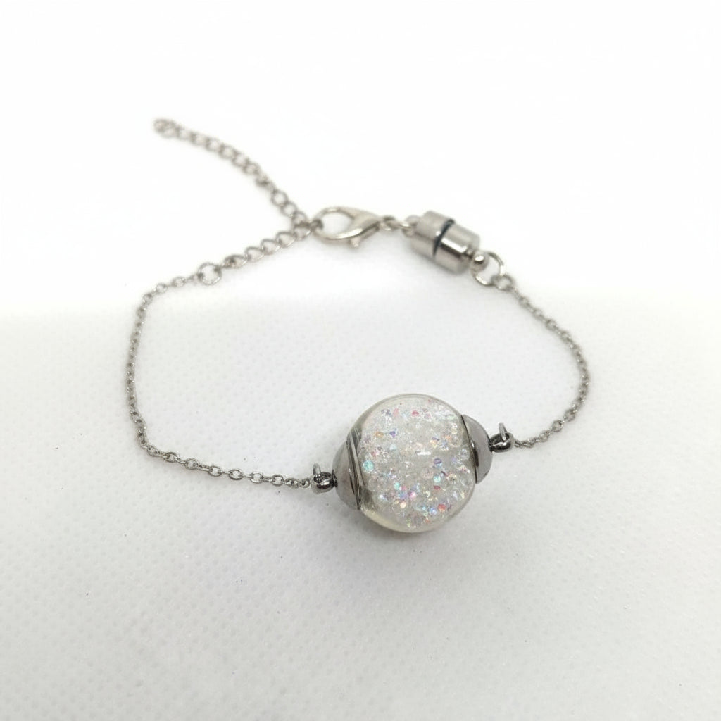 Minimalist White Rhinestone Globe Bracelet