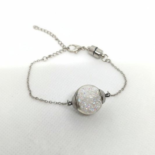 Minimalist White Rhinestone Globe Bracelet