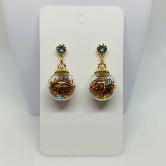 Golden Tinsel Festive Globe Earrings