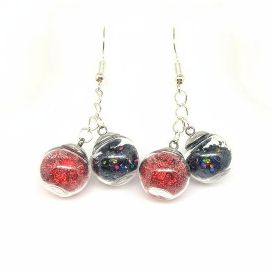 Color-Block Red & Black Cluster Earrings