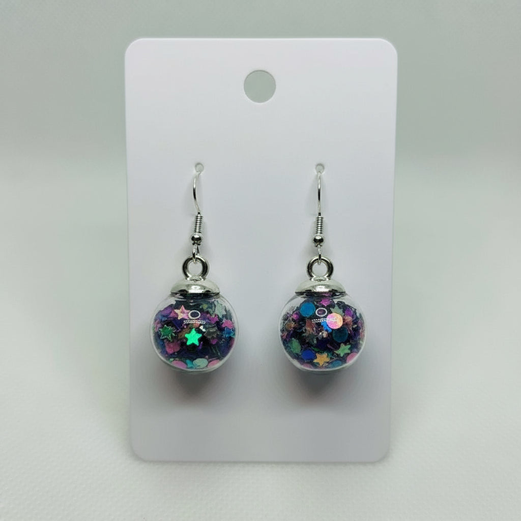 Holographic Purple Sparkle Earrings