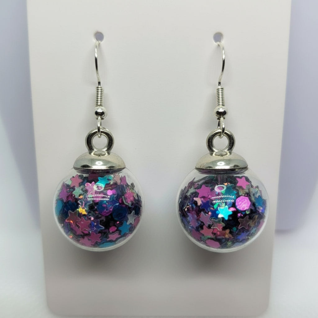Holographic Purple Sparkle Earrings