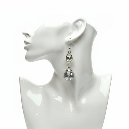 Crystal Silver Glitter Globe Earrings