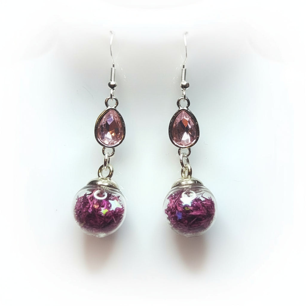 Soft Pink Rhinestone Sparkle Drops Earrings