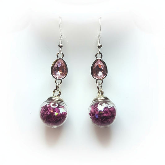 Soft Pink Rhinestone Sparkle Drops Earrings