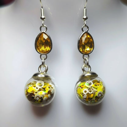 Sunshine Yellow Rhinestone Globe Earrings