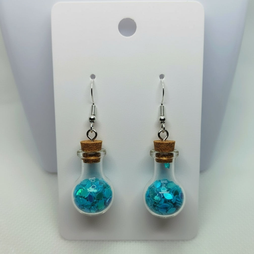 Sky-Blue Poison Vial Earrings