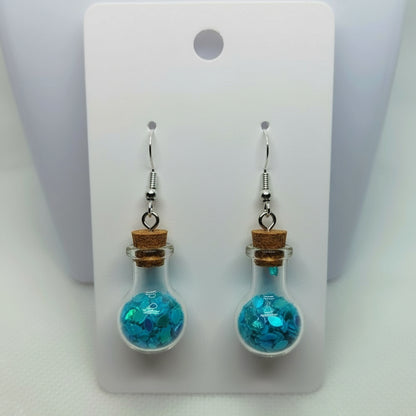 Sky-Blue Poison Vial Earrings