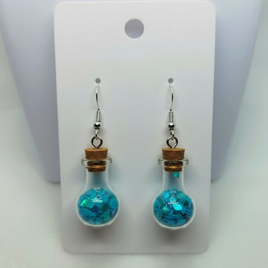 Sky-Blue Poison Vial Earrings