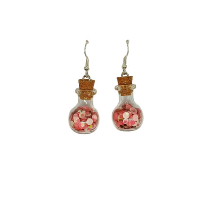 Pink & Gold Poison Vial Earrings
