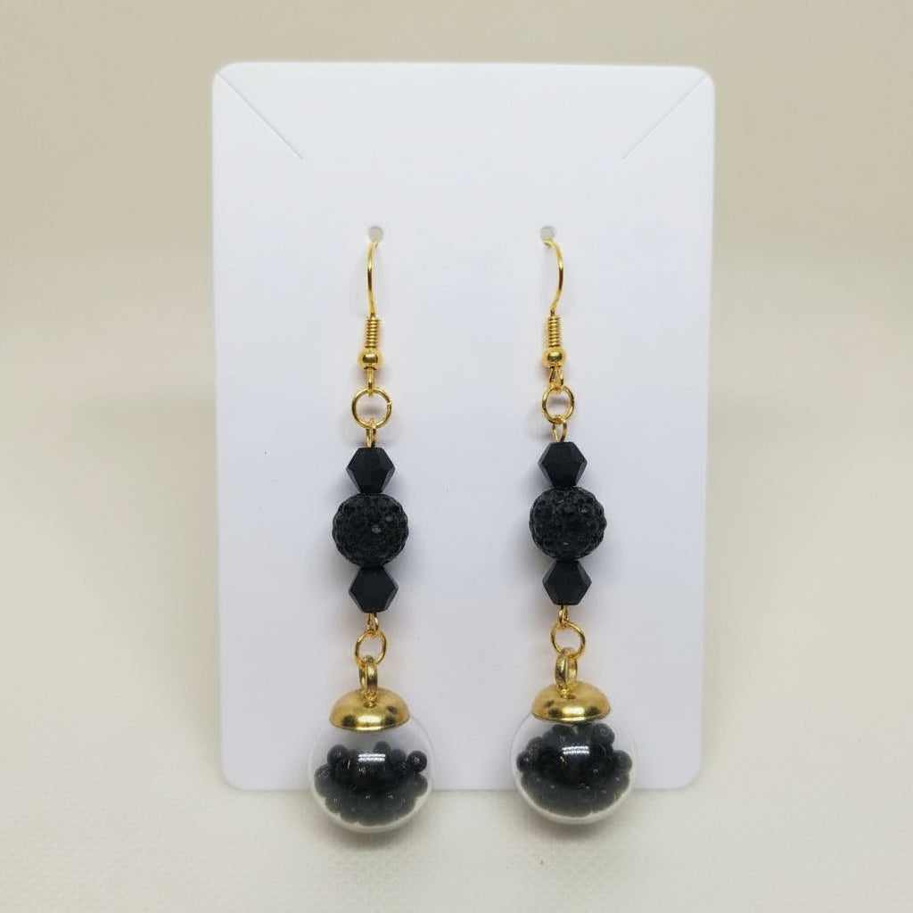 Onyx Glitter & Bead Earrings