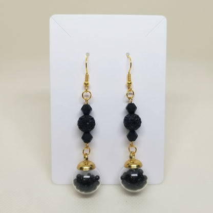 Onyx Glitter & Bead Earrings