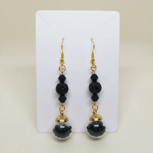 Onyx Glitter & Bead Earrings