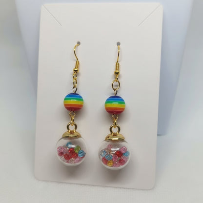 Rainbow Glitter & Bead Earrings
