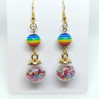 Rainbow Glitter & Bead Earrings