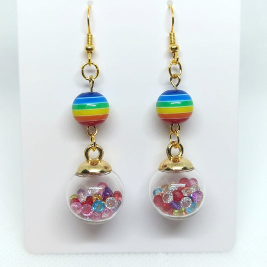 Rainbow Glitter & Bead Earrings