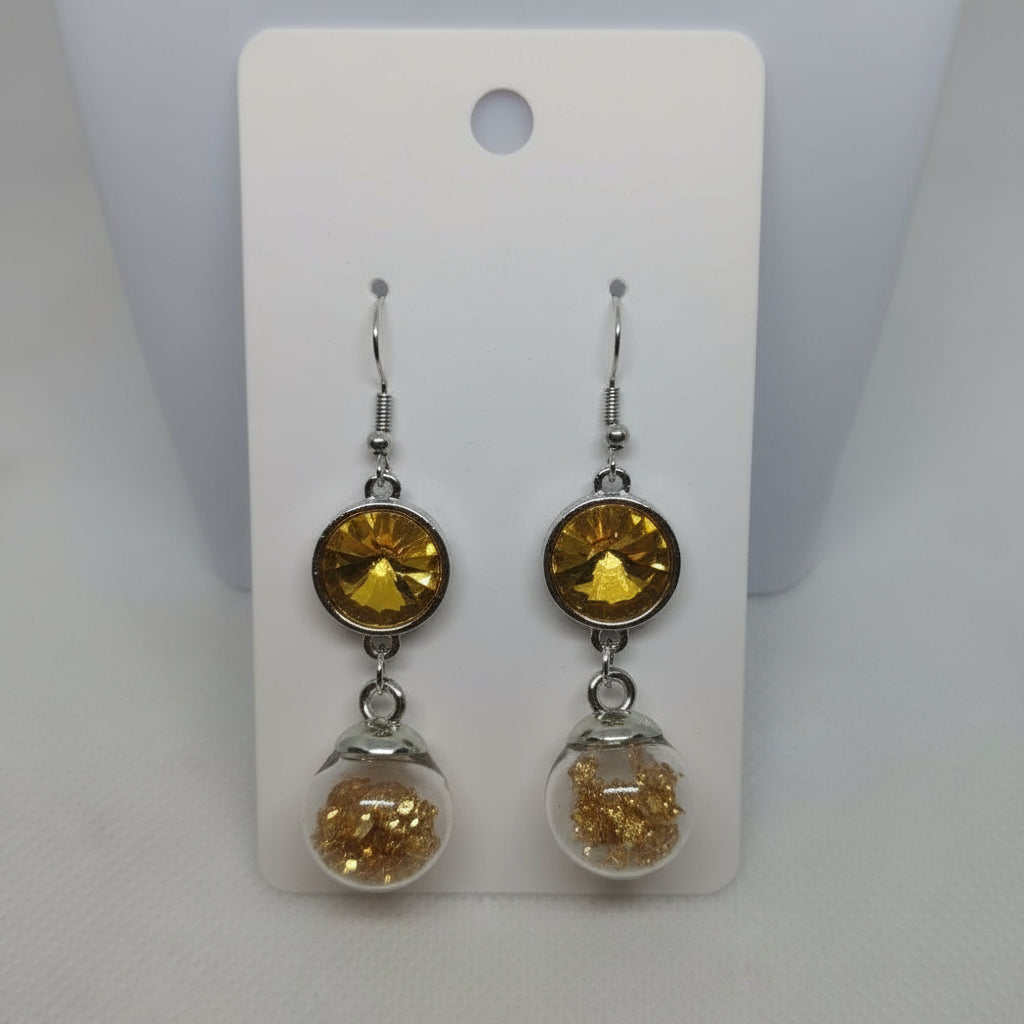 Champagne Rhinestone & Glitter Earrings