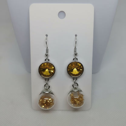 Champagne Rhinestone & Glitter Earrings
