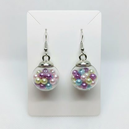 Pastel Pearl-Filled Globe Earrings