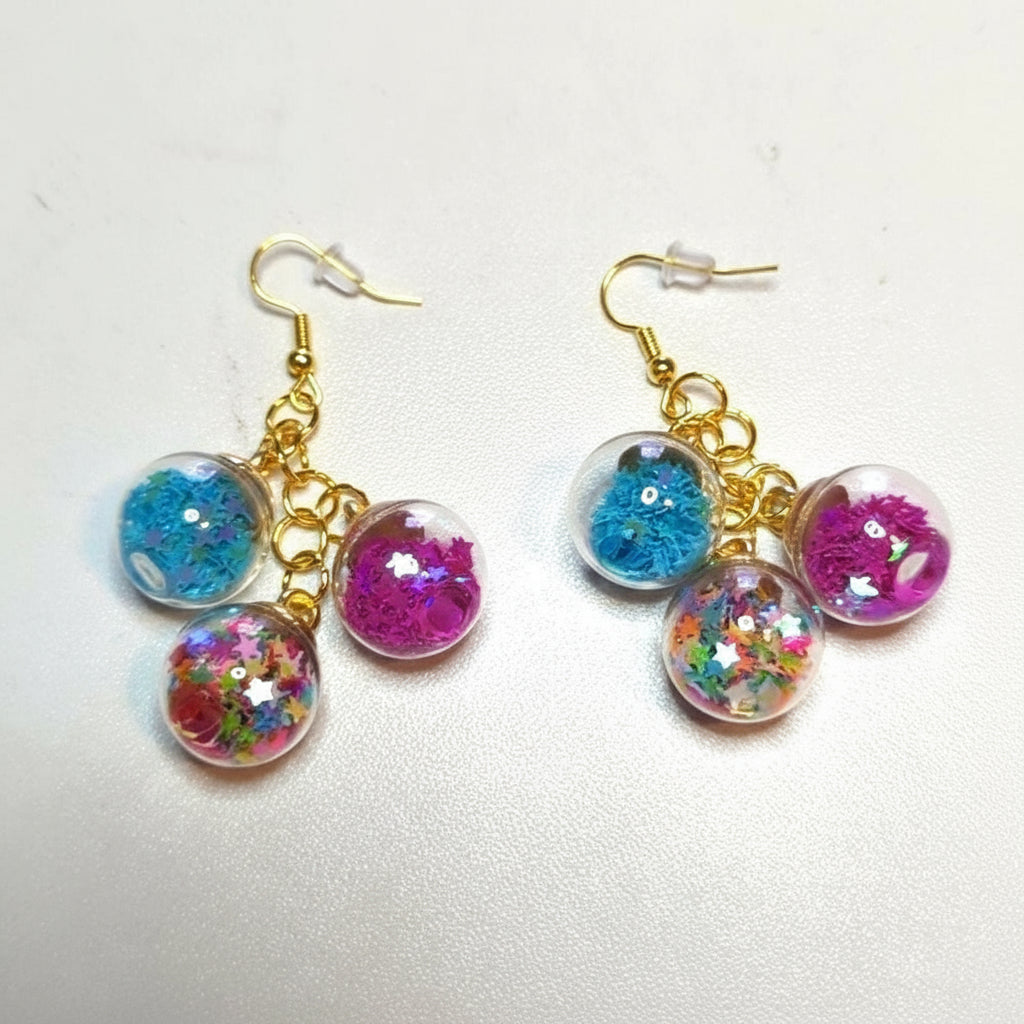 Rainbow Burst Cascade Globe Earrings