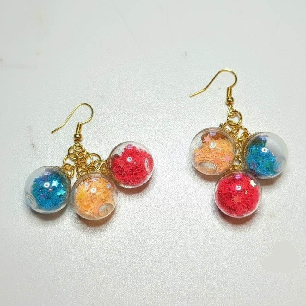 Sorbet Tri-Color Cascade Globe Earrings